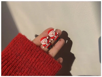 Cute Christmas Tree Santa Claus Elk Resin Women's Ear Clips Ear Studs 1 Pair