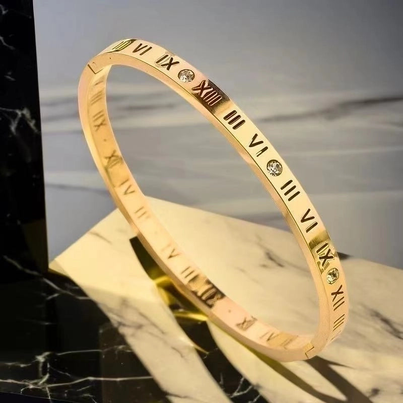 Minimalist Commute Circle Titanium Steel Plating Inlay Zircon Rings Bracelets