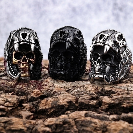 Punk Skull 304 Stainless Steel Halloween Men'S Rings