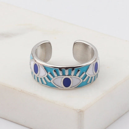 Fashion Devil\'s Eye Copper Open Ring Inlay Resin Copper Rings