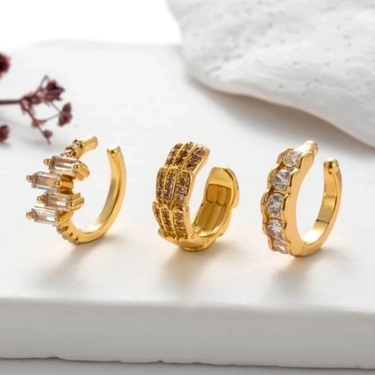 1 Piece Ear Cartilage Rings & Studs Cool Style Shiny Geometric Copper Plating Inlay Zircon