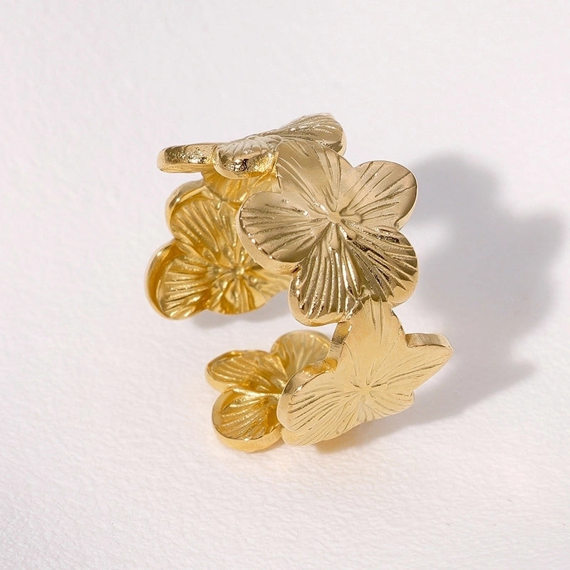 Casual Minimalist Geometric 304 Stainless Steel Hollow Out Inlay Open Rings