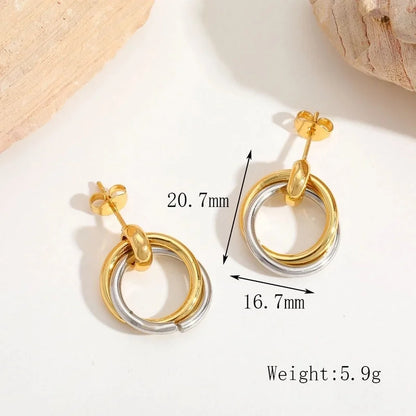 1 Pair Casual Basic Minimalist Irregular Round Heart Shape Mixed Metal 304 Stainless Steel 18K Gold Plated Ear Studs