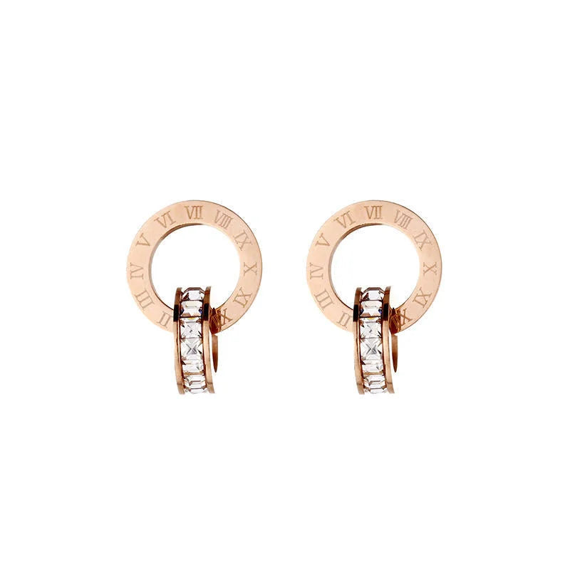 Geometric Titanium Steel 18K Gold Plated Stud Earrings