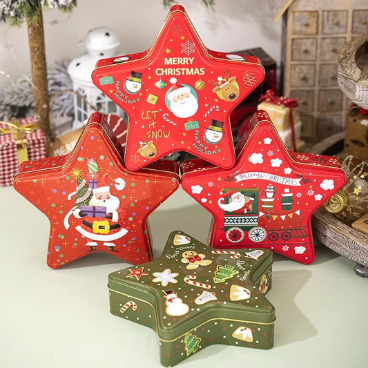 Christmas Cute Pentagram Tinplate Holiday Family Gathering Party Gift Wrapping Supplies Gift Wrapping Supplies
