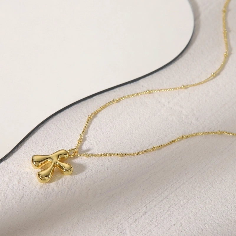 Copper 14K Gold Plated Letter Pendant Necklace