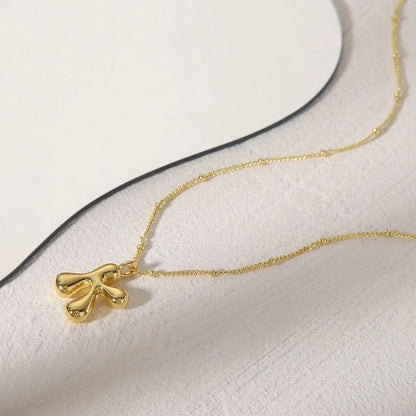 Copper 14K Gold Plated Letter Pendant Necklace