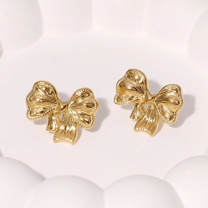 1 Pair IG Style Modern Style Minimalist Bow Knot 304 Stainless Steel 18K Gold Plated Ear Studs