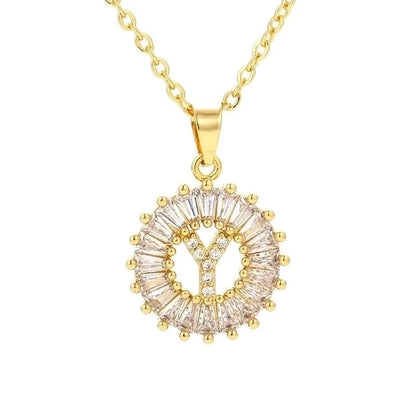 Fashion 26 English Letter Round Copper Necklace