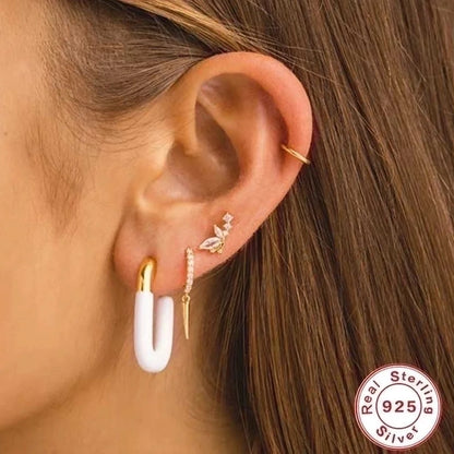 1 Piece Ear Cartilage Rings & Studs Fashion Geometric 925 Sterling Silver Plating Zircon