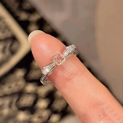 Elegant Sweet Oval Crown Copper Plating Inlay Rhinestones Open Rings