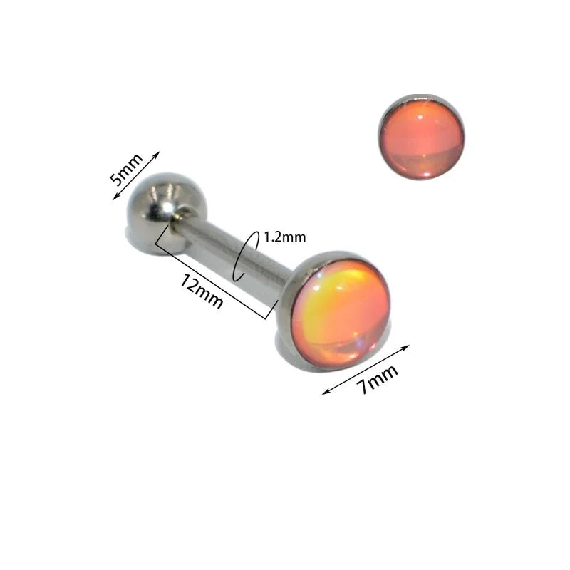 1 Piece Tongue Rings Minimalist Gradient Color 304 Stainless Steel Resin Polishing Resin Tongue Rings