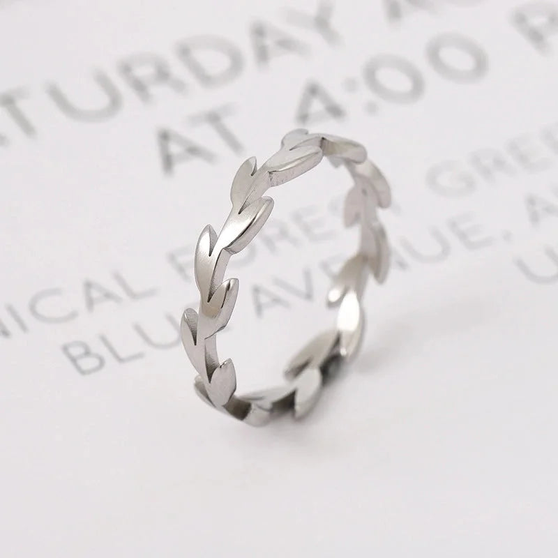 Minimalist Leaves Stainless Steel Polishing Rings 1 Piece