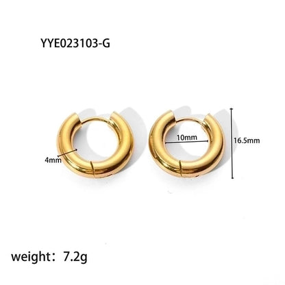 1 Pair Minimalist Round Plating 201 Stainless Steel 18K Gold Plated Hoop Earrings