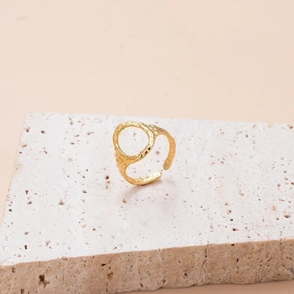 INS Style Leaf 304 Stainless Steel Plating Hollow Out Open Ring