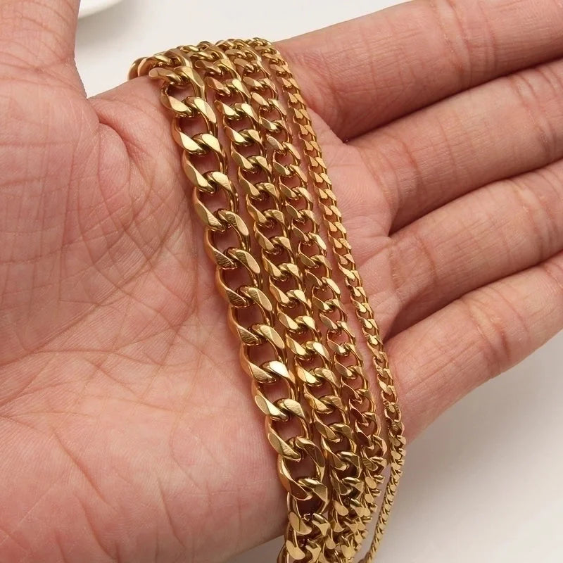 Hip-Hop Rock Punk Solid Color 304 Stainless Steel 18K Gold Plated Plating Necklace