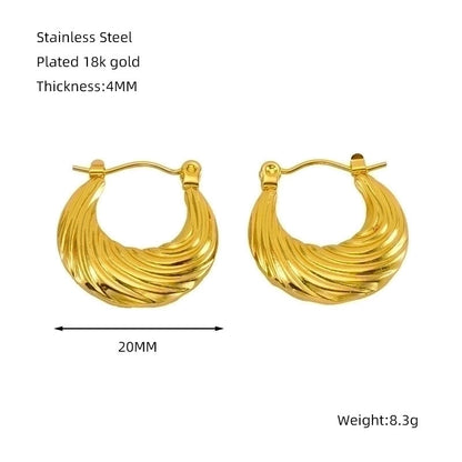 1 Piece Minimalist Classic Style Solid Color Polishing Plating Stainless Steel Titanium Steel Titanium Steel 18K Gold Plated Earrings