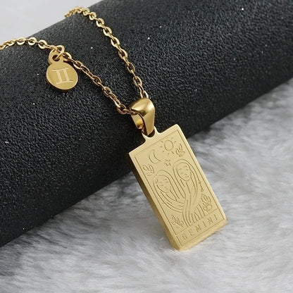 Fashion Square Constellation 304 Stainless Steel 18K Gold Plated Plating Stainless Steel Necklaces