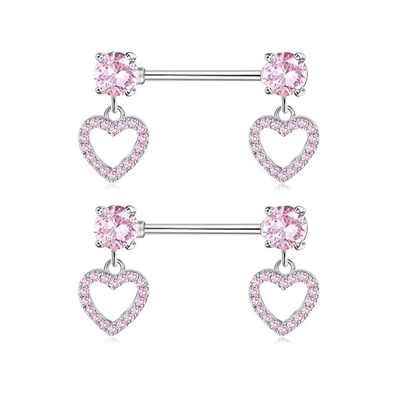 1 Pair Nipple Rings & Studs Minimalist Geometric Heart Shape 304 Stainless Steel Copper Plating Nipple Rings & Studs