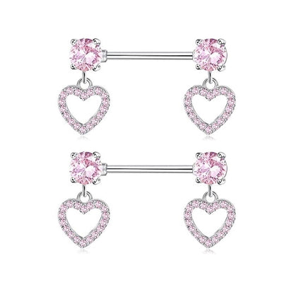 1 Pair Nipple Rings & Studs Minimalist Geometric Heart Shape 304 Stainless Steel Copper Plating Nipple Rings & Studs