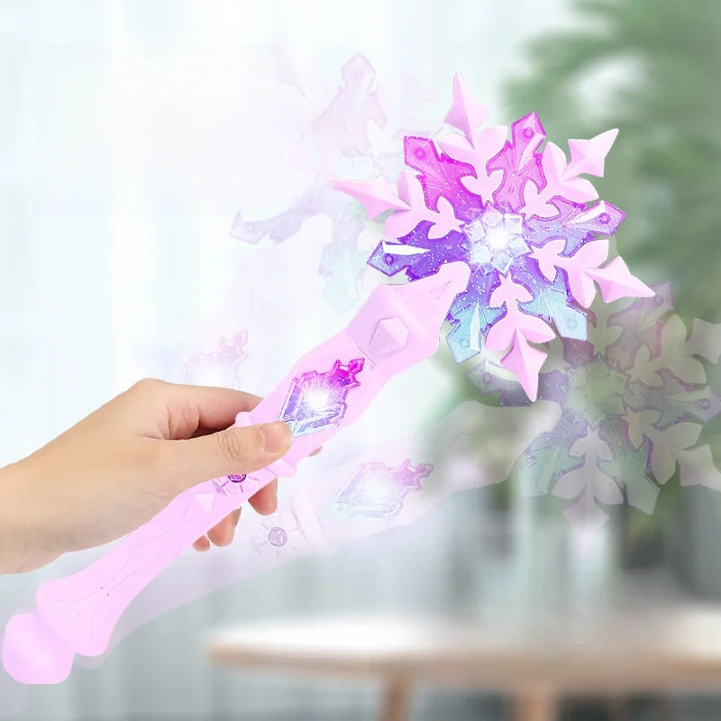 Girls Set Christmas Snowflake Flash Glow Stick Magic Scepter Stick Children Flash Toy