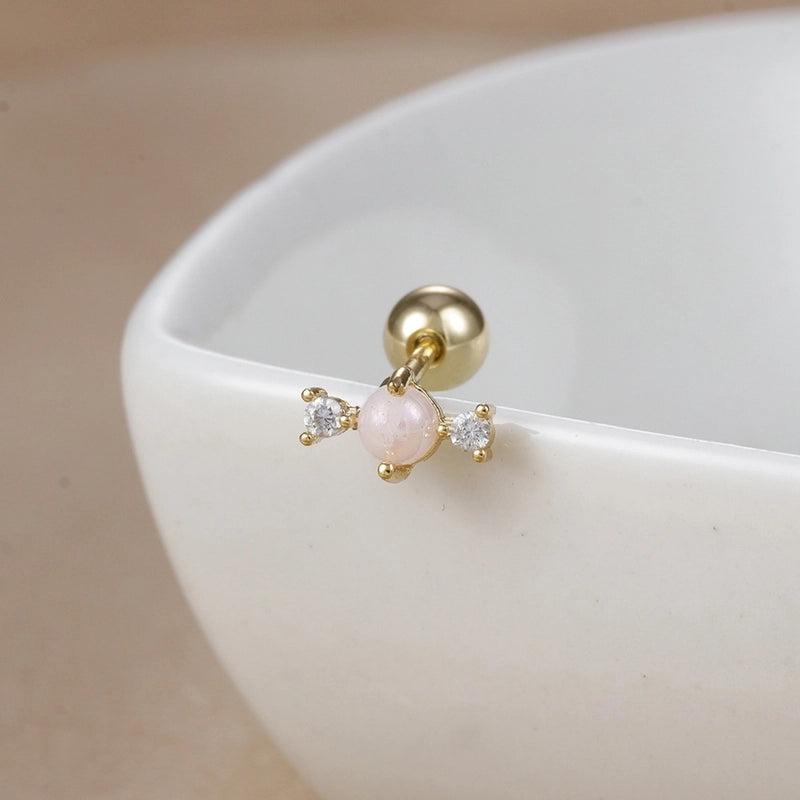 1 Piece Ear Cartilage Rings & Studs IG Style Ice Cream Heart Shape Candy 304 Stainless Steel Inlay Zircon 18K Gold Plated Ear Cartilage Rings & Studs