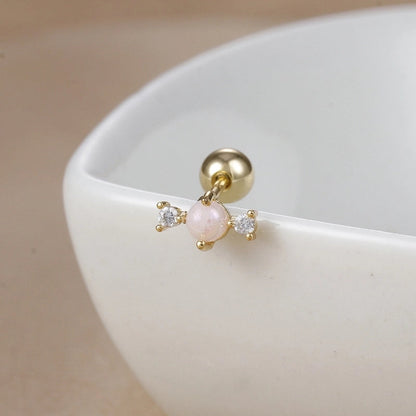 1 Piece Ear Cartilage Rings & Studs IG Style Ice Cream Heart Shape Candy 304 Stainless Steel Inlay Zircon 18K Gold Plated Ear Cartilage Rings & Studs