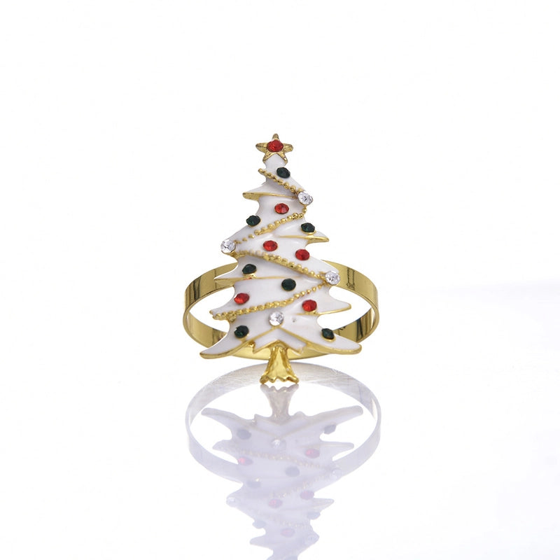 Cute Christmas Tree Santa Claus Alloy Napkin Rings 1 Set Of 6