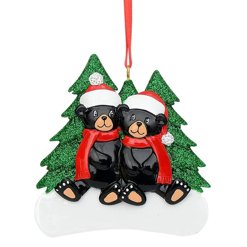 Christmas Cute Christmas Tree Bear Snowman Resin Party Hanging Ornaments