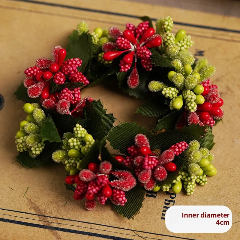 Christmas Gift Small Wreath Candle Holder Tabletop Decoration Peaceful Night Candlelight Dinner Accessories Set