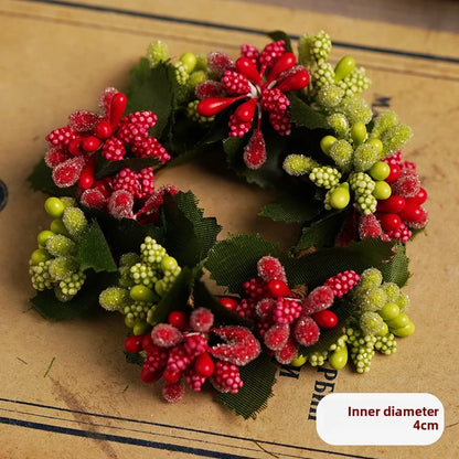 Christmas Gift Small Wreath Candle Holder Tabletop Decoration Peaceful Night Candlelight Dinner Accessories Set