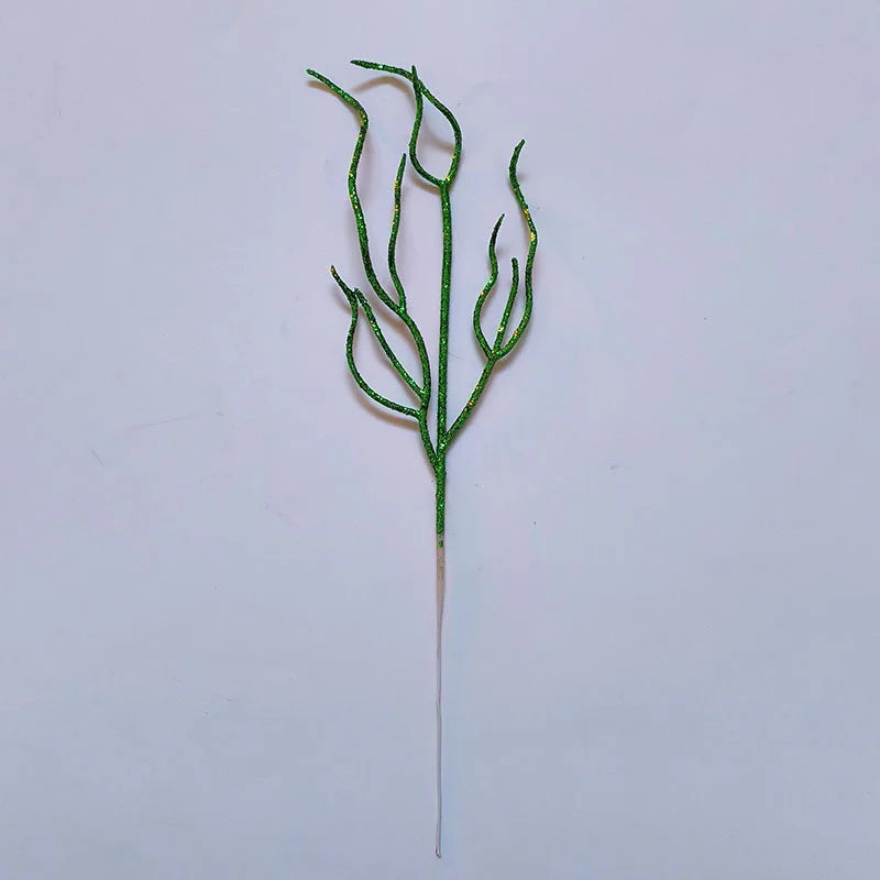 10 Pieces Christmas Decoration Real Tree Branches Golden Bells Dried Tree Branches Leaf Material Accessories Glitter Dried Tree Branches Festive Atmosphere Party Branches