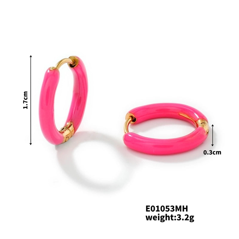 1 Piece Minimalist Artistic Commute Geometric Enamel 304 Stainless Steel Resin K Gold Plated Earrings