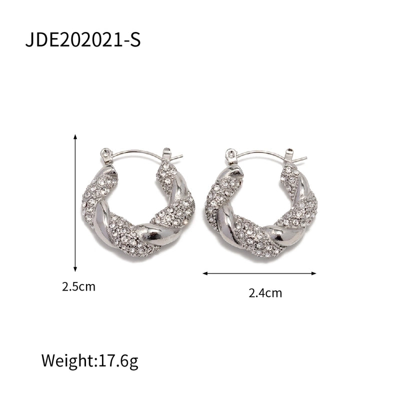1 Pair Ins Style Retro Twist Plating Inlay Stainless Steel Zircon Earrings