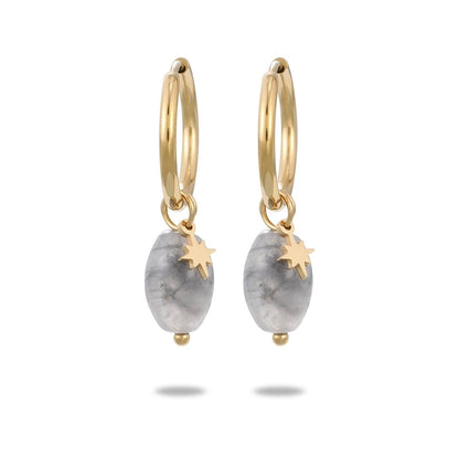 304 Stainless Steel Natural Stone Minimalist Plating Geometric Star Drop Earrings