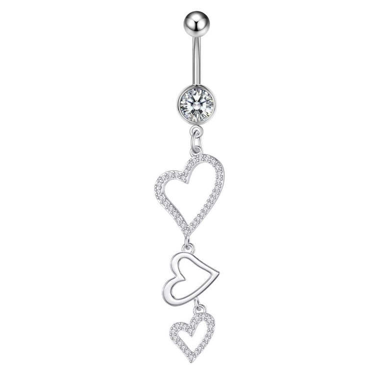 Fashion Heart Shape Copper Plating Zircon Belly Ring 1 Piece