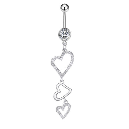 Fashion Heart Shape Copper Plating Zircon Belly Ring 1 Piece