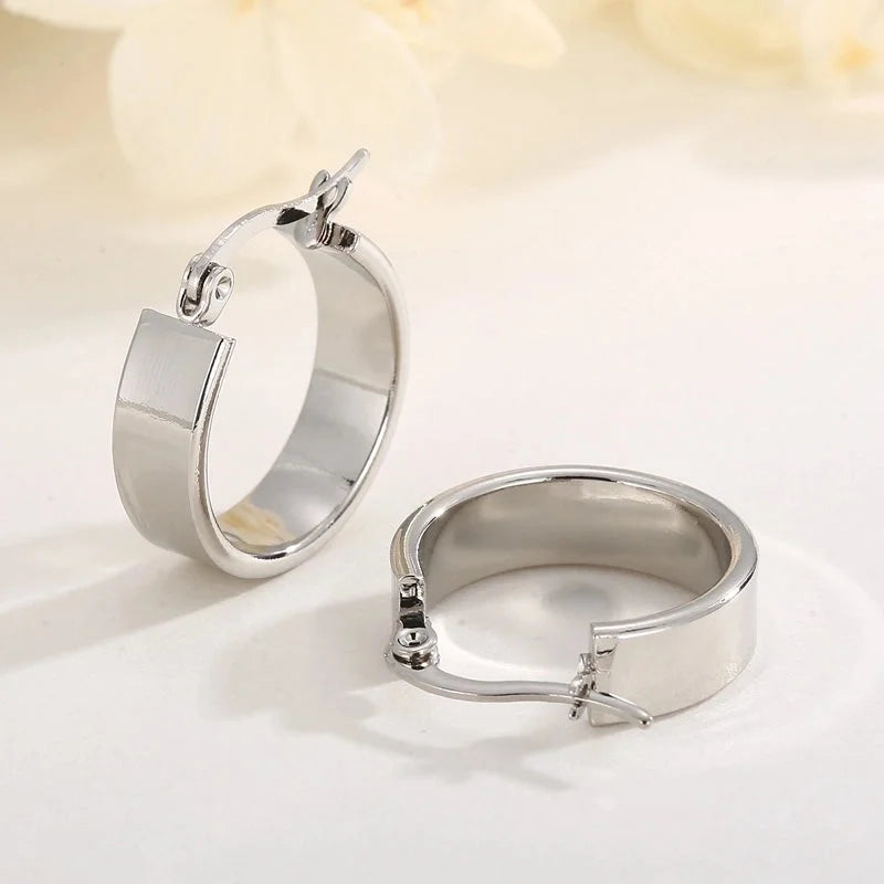1 Pair Retro Streetwear Solid Color Plating Stainless Steel 18K Gold Plated Hoop Earrings