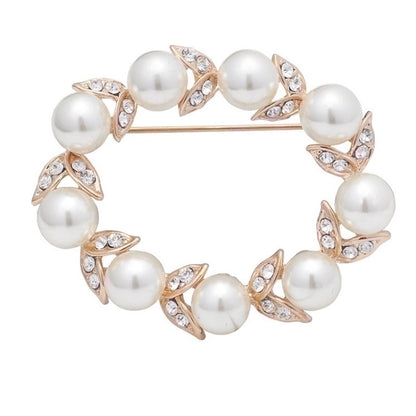 Minimalist Commute Wreath Alloy Inlay Rhinestones Pearl Women's Brooches