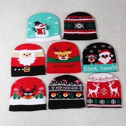 Unisex Cute Vintage Style Christmas Hat Christmas Tree Santa Claus Eaveless Wool Cap