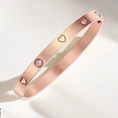Retro Round Titanium Steel Inlay Zircon Bangle
