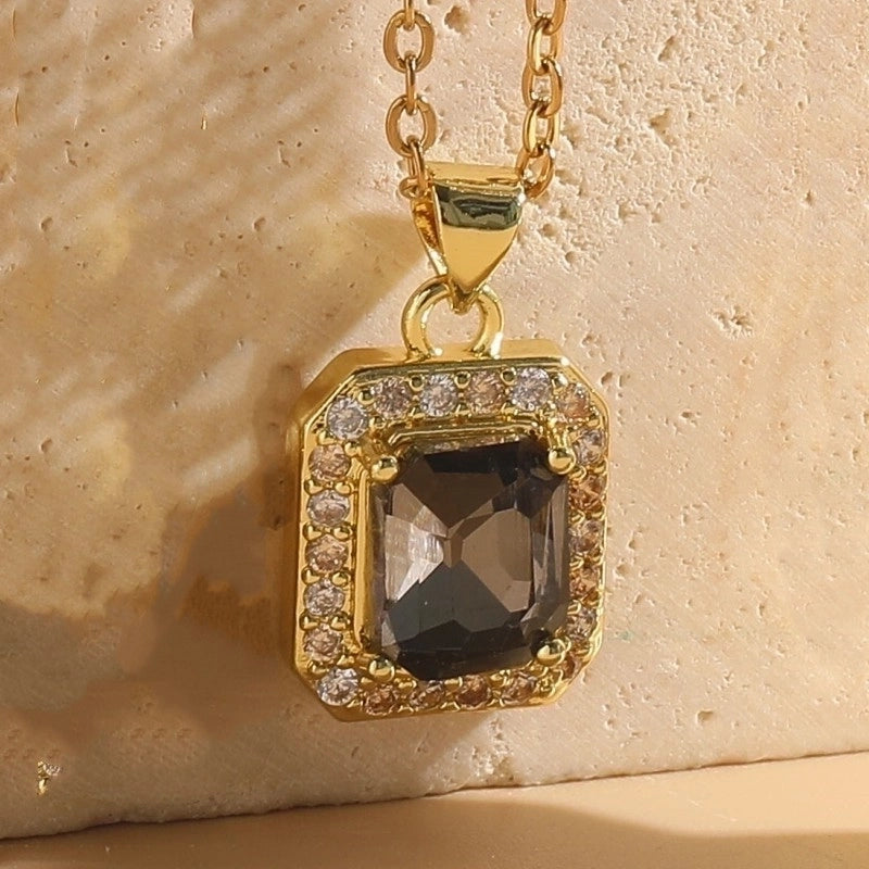 Sweet Streetwear Geometric Stainless Steel Brass 14k Gold Plated Zircon Pendant Necklace In Bulk