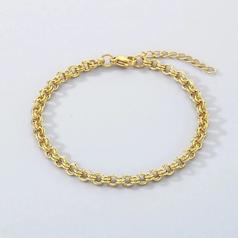 Minimalist Geometric 304 Stainless Steel 18K Gold Plated Bracelets In Bulk