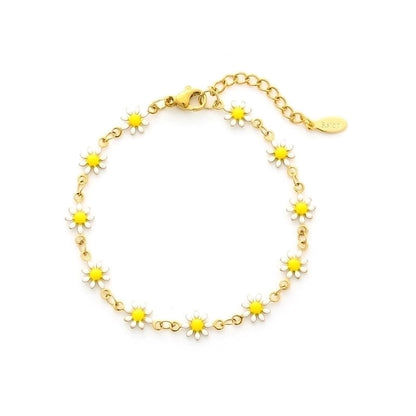 Cute Flower Stainless Steel 18K Gold Plated None Bracelets In Bulk
