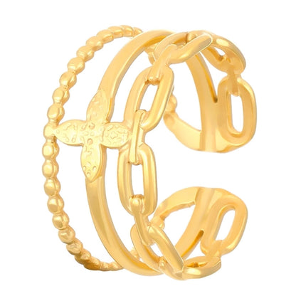 Minimalist Classic Style Geometric 304 Stainless Steel 18K Gold Plated Open Rings