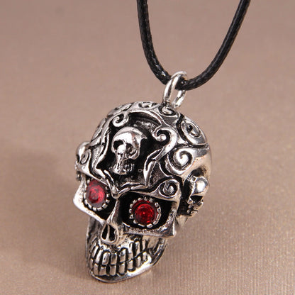 Cool Style Spider Spider Web Skull Alloy Wax Rope Inlay Rhinestones Halloween Men's Pendant Necklace