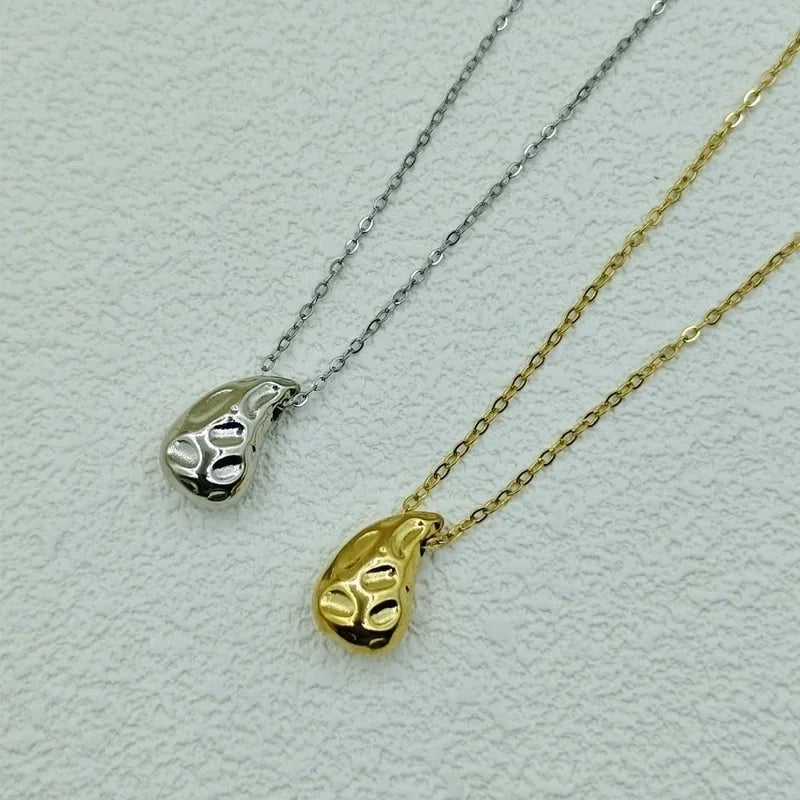 Stainless Steel 18K Gold Plated Minimalist Water Droplets Necklace