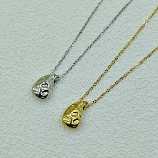 Stainless Steel 18K Gold Plated Minimalist Water Droplets Necklace