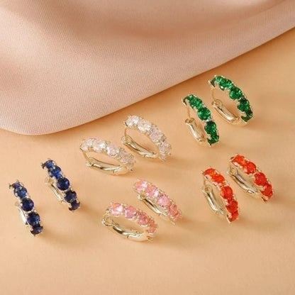 Minimalist C Shape Plating Inlay Copper Zircon 14K Gold Plated Earrings