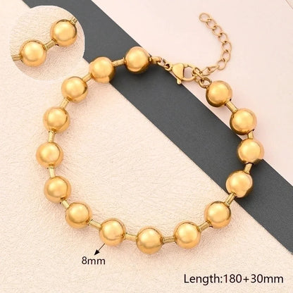 Casual Minimalist Round Oval Solid Color 304 Stainless Steel 18K Gold Plated Bracelets In Bulk